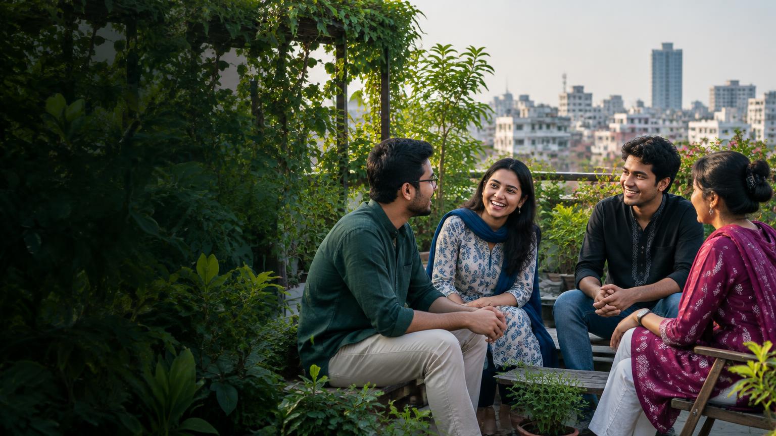 একসঙ্গে গল্প ভাগ করে নেওয়া মানুষ